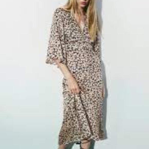 Zara Dresses & Skirts - NEW ZARA PRINTED DRESS WITH DRAPING MULTICOLORED - REF. 9878/164 S